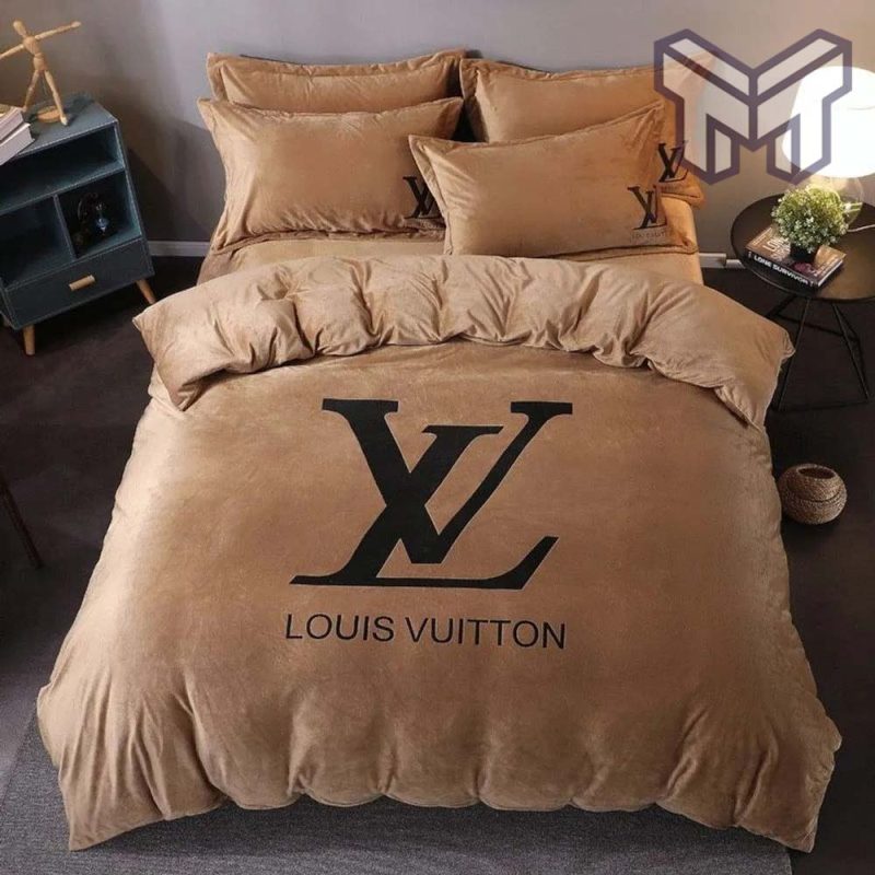 SALE] Louis Vuitton Brown Pinky Luxury Brand Bedding Set Home Decor