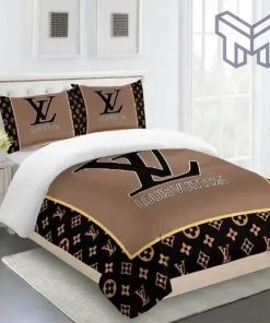 Louis Vuitton Bedding Set,Louis Vuitton Brown Fashion Logo Limited Luxury Brand Bedding Set Duver Cover Home Decor