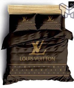 Louis Vuitton Bedding Set,Louis Vuitton Brown Fashion Logo Luxury Brand Premium Bedding Set Home Decor