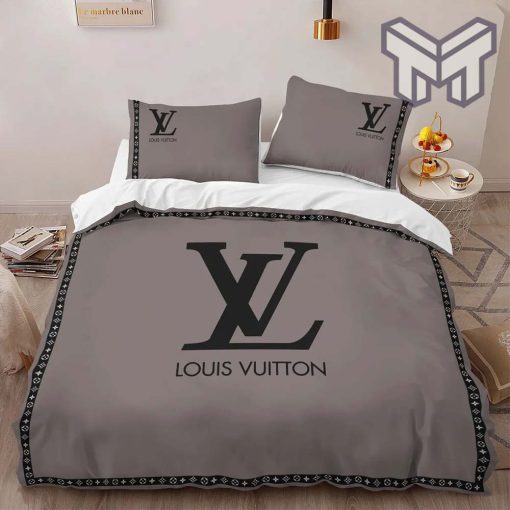 Louis Vuitton Bedding Set,Louis Vuitton Brown Logo Luxury Brand Bedding Set, LV Home Decor