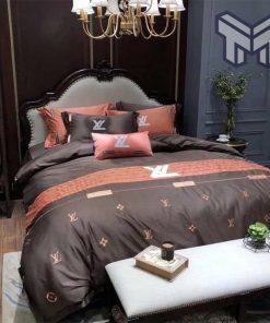 Louis Vuitton Bedding Set,Louis Vuitton Brown Luxury Brand Bedding Set Duvet Cover Home Decor