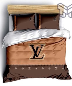 Louis Vuitton Bedding Set,Louis Vuitton Brown Luxury Brand Fashion Bedding Set Bedspread Duvet Cover Set