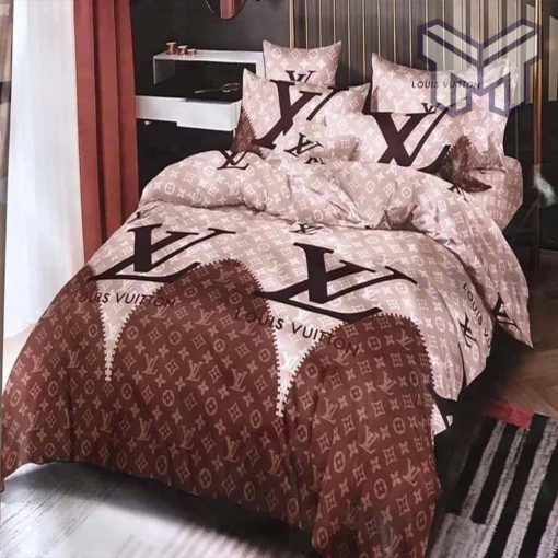 Louis Vuitton Bedding Set,Louis Vuitton Brown Pinky Bedding Set, Home Decor