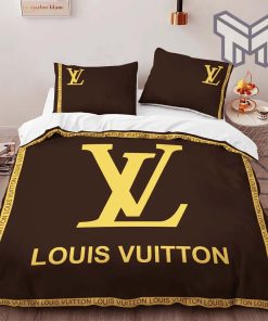 Louis Vuitton Bedding Set,Louis Vuitton Brown Yellow Bedding Set, LV Bedding set Home Decor