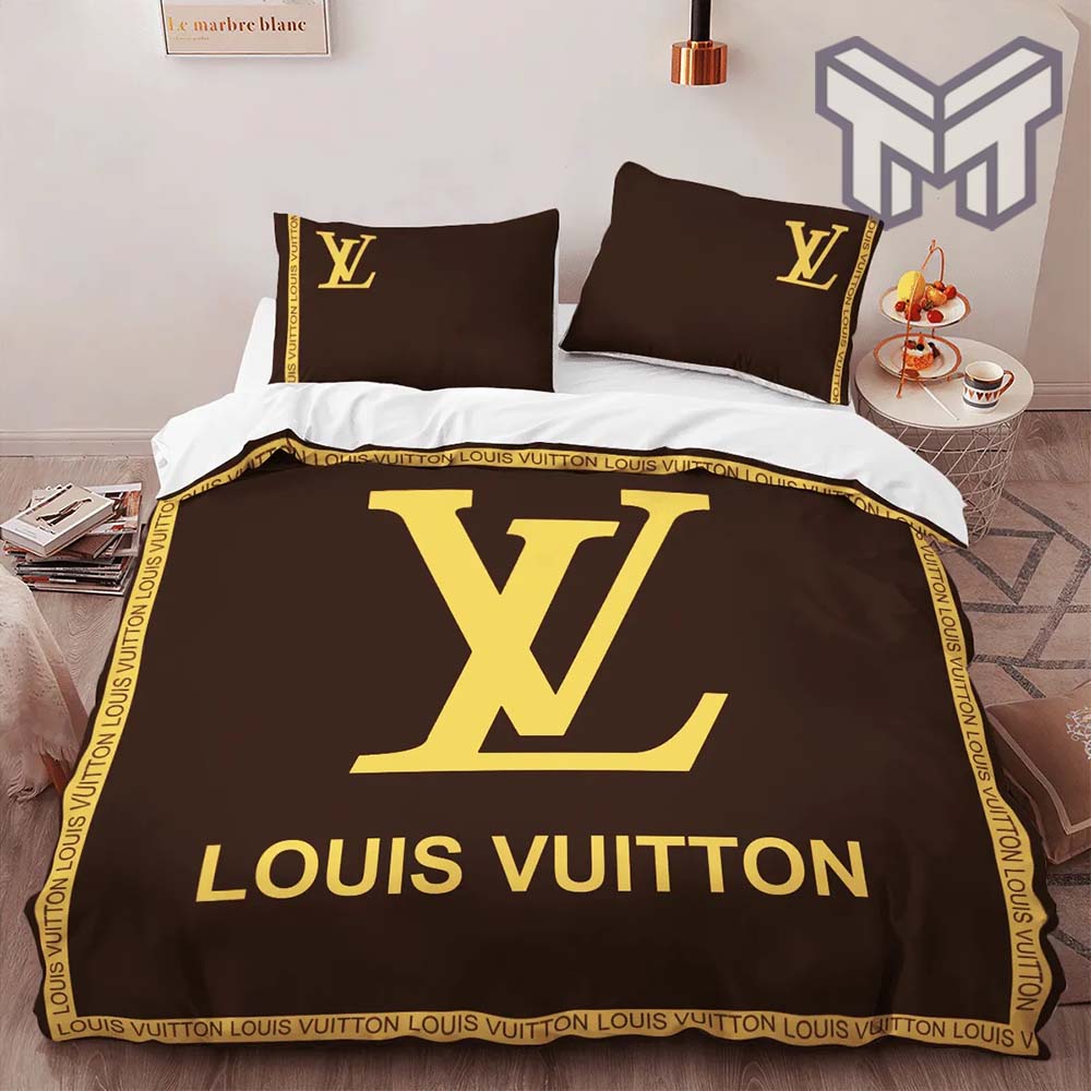 Yellow and Brown Background Louis Vuitton Bedding Sets Bed Sets, Bedroom  Sets, Comforter Sets, Duvet Cover
