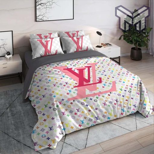 Louis Vuitton Bedding Set,Louis Vuitton Colorful Bed Set,Bedspread Home Decor