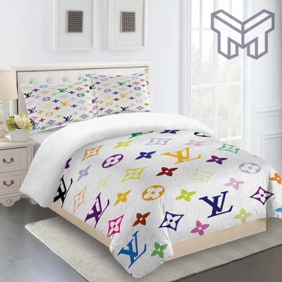 Louis Vuitton Bedding Set,Louis Vuitton Colorful Bedding Set Home Decor