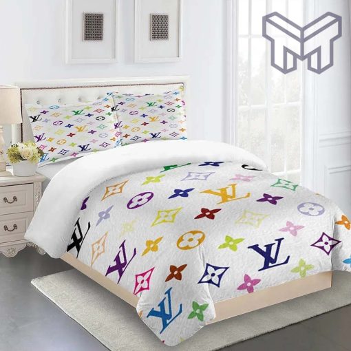 Louis Vuitton Bedding Set,Louis Vuitton Colorful Bedding Set Home Decor