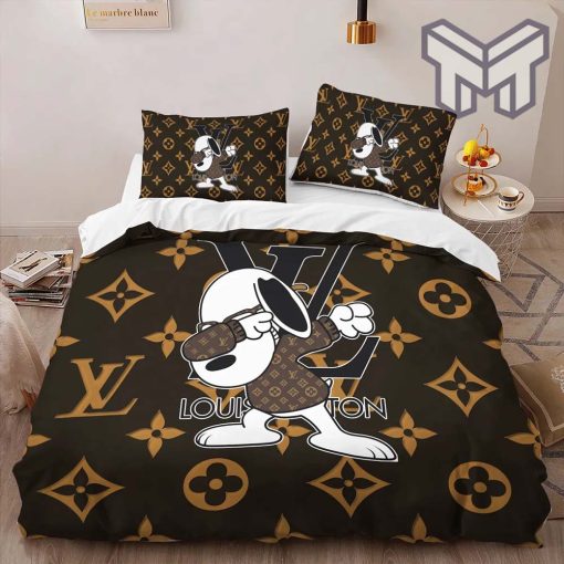 Louis Vuitton Bedding Set,Louis Vuitton Dabbing Snoopy Bedding Set, Bedspread, Duvet Cover Set Home Decor