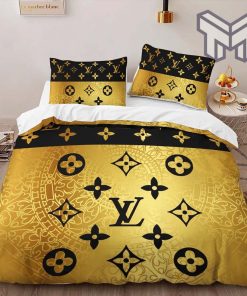 Louis Vuitton Bedding Set,Louis Vuitton Golden Bedding Set, LV Bedspread Home Decor