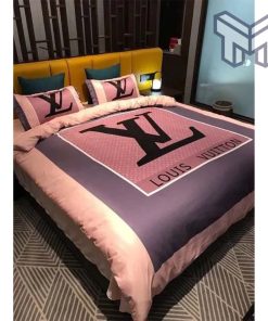 Louis Vuitton Purple Pinky Luxury Brand Bedding Set Duvet Cover Home Decor