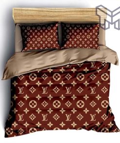 Louis Vuitton Red Brown Luxury Brand Fashion Premium Bedding Set Bedspread Duvet Cover Set