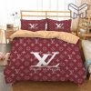 Louis Vuitton Red Fashion Logo Luxury Brand Premium Bedding Set Home Decor