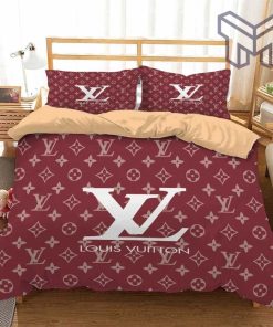 Louis Vuitton Red Fashion Logo Luxury Brand Premium Bedding Set Home Decor