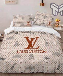 Louis Vuitton Red Logo Luxury Brand High-End Bedding Set LV Home Decor