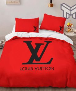 Louis Vuitton Red Luxury Brand High-End Bedding Set LV Home Decor