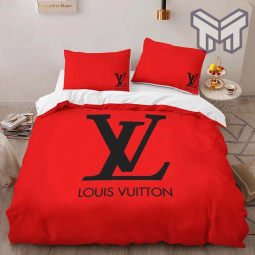 Louis Vuitton Red Luxury Brand High-End Bedding Set LV Home Decor