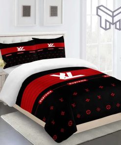 Louis Vuitton Red Luxury Brand Limited Fashion Premium Bedding Set Home Decor