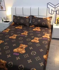 Louis Vuitton Rich Bear Brown Luxury Brand Bedding Set Duvet Cover Home Decor