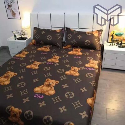 Louis Vuitton Rich Bear Brown Luxury Brand Bedding Set Duvet Cover Home Decor