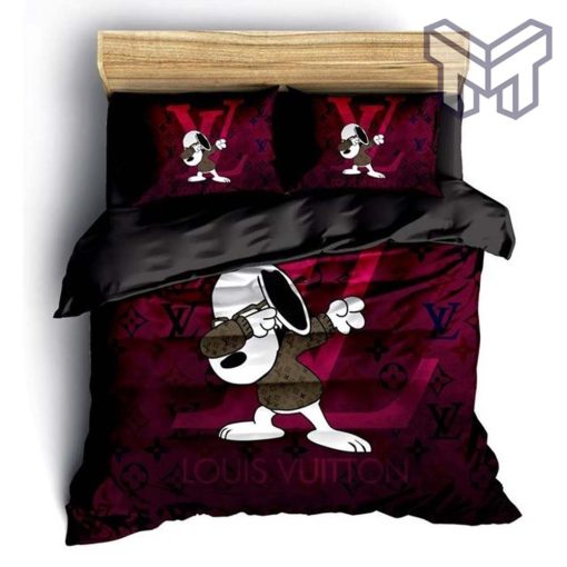 Louis Vuitton Snoopy Luxury Brand Fashion Bedding Set Bedspread Duvet Cover Set