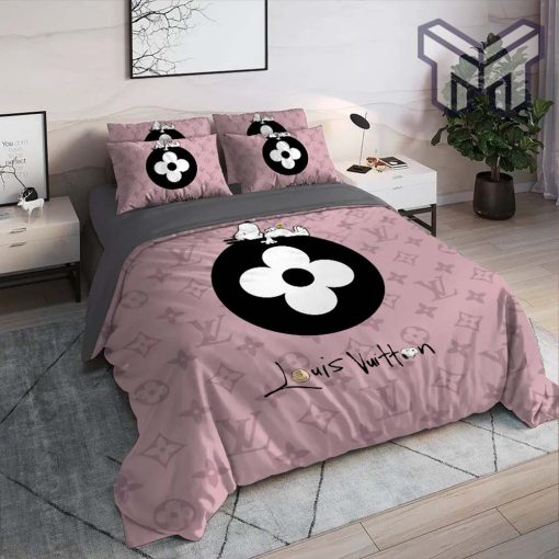 Louis Vuitton Snoopy Pinky Luxury Brand High End Premium Bedding Set Home Decor