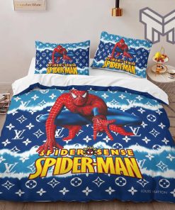 Louis Vuitton Spider Man Luxury Brand High-End Bedding Set LV Home Decor