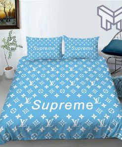 Louis Vuitton Supreme Blue Luxury Fashion Brand Bedding Set Bedspread Duvet Cover Set