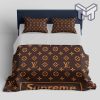 Louis Vuitton Supreme Brown Logo Fashion Luxury Brand Bedding Set Home Decor