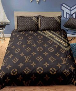 Louis Vuitton Supreme Brown Premium Luxury Bedding Set Home Decor