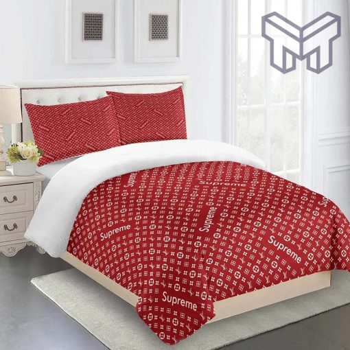 Louis Vuitton Supreme Fashion Logo Luxury Limited Edition Brand Bedding Set Home Decor