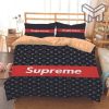 Louis Vuitton Supreme Grey Fashion Luxury Brand Bedding Set Home Decor