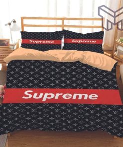 Louis Vuitton Supreme Grey Fashion Luxury Brand Bedding Set Home Decor