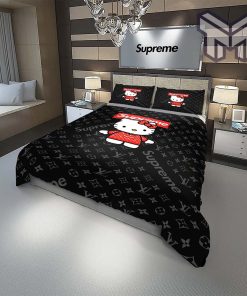 Louis Vuitton Supreme Hello Kitty Luxury Brand High-End Bedding Set LV Home Decor