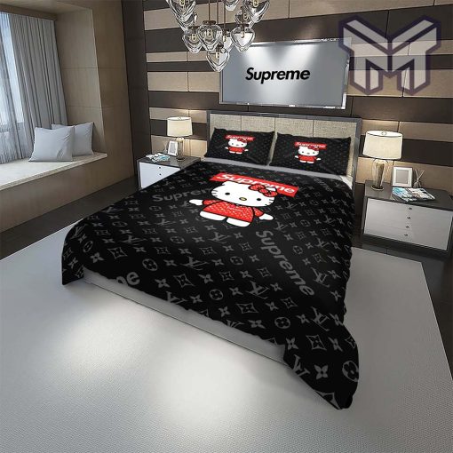 Louis Vuitton Supreme Hello Kitty Luxury Brand High-End Bedding Set LV Home Decor