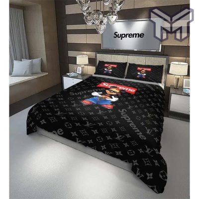 Louis Vuitton Supreme Hip Hop Mikcey Luxury Brand High-End Bedding Set LV Home Decor