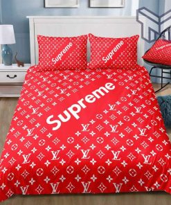 Louis Vuitton Supreme Logo Hot Luxury Brand Bedding Set Bedspread Duvet Cover Set Home Decor