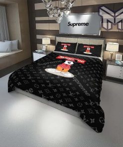 Louis Vuitton Supreme Luxury Mickey French Fashion Bedding Sets Duvet Cover Bedroom Sets Bedset