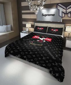 Louis Vuitton Supreme Mickey Mouse Disney Luxury Brand High-End Bedding Set LV Home Decor