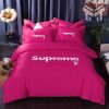 Louis Vuitton Supreme Pinky Luxury Brand Bedding Set Duvet Cover Home Decor Special Gift