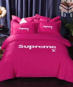 Louis Vuitton Supreme Pinky Luxury Brand Bedding Set Duvet Cover Home Decor Special Gift