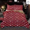 Louis Vuitton Supreme Red Fashion Logo Luxury Brand Premium Bedding Set Home Decor