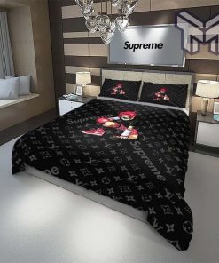 Louis Vuitton Supreme Red Sasuke Luxury Brand High-End Bedding Set Home Decor