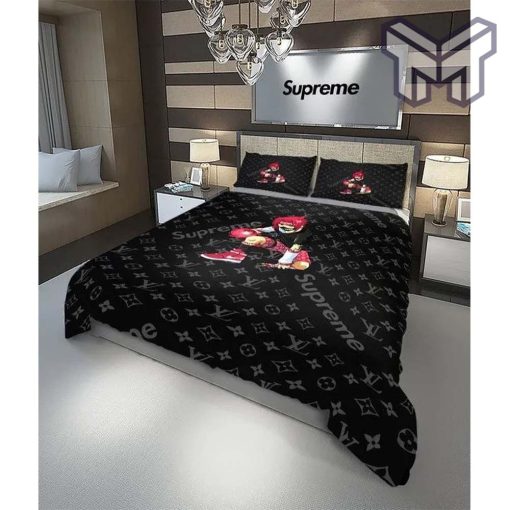 Louis Vuitton Supreme Red Sasuke Luxury Brand High-End Bedding Set Home Decor