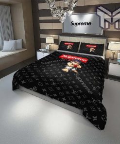 Louis Vuitton Supreme Street Fighter Black Luxury Brand Bedding Set Duvet Cover Home Decor Special Gift