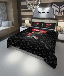 Louis Vuitton Supreme Street Lady Black Luxury Brand Bedding Set Duvet Cover Home Decor Special Gift