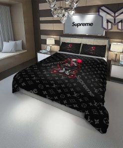 Louis Vuitton Supreme Tokyo Ghoul Black Luxury Brand Bedding Set Duvet Cover Home Decor Special Gift