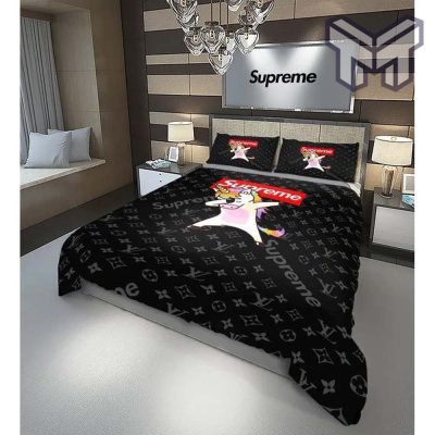 Louis Vuitton Supreme Unicorn Luxury Brand Bedding Set Duvet Cover Bedspread Home Decor