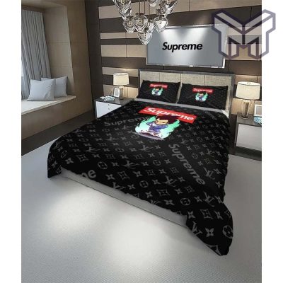 Louis Vuitton Supreme Vegeta Dragon Ball Black Luxury Brand Bedding Set Duvet Cover Home Decor Special Gift