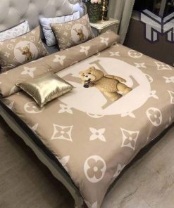 Louis Vuitton Teddy Bear Beige Luxury Brand Bedding Set Duvet Cover Home Decor